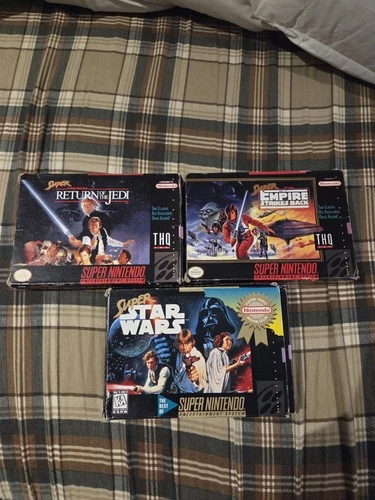 3 LOT - SNES Super Nintendo Star Wars Empire Strikes Back Return of the Jedi CIB
