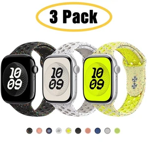 3 PACK Sport Band Strap for Apple Watch 11 10 9 8 7 6 5 4 SE 40/44/41/45/42/46mm