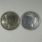 Lot of 2 Peace Silver Dollars - 1 - 1922S and 1 - 1922P