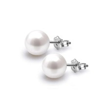 Boucles d'oreilles clous en argent sterling 925 perles blanches 7 mm bijoux...