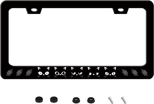 Black Cat License Plate Frame Funny Kitten Pet Stainless Steel License Plate ... - Picture 5 of 6