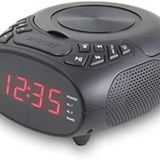 GPX Dual Alarm CD Clock Radio, Top Load, FM, Black CC318B