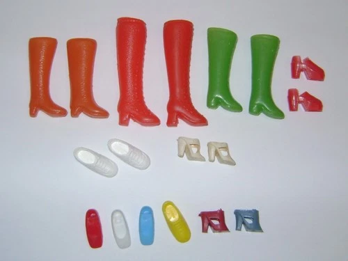Lot of VINTAGE BARBIE CLONE BOOTS & SHOES Pairs & Singles, Mod Era FREE Shipping