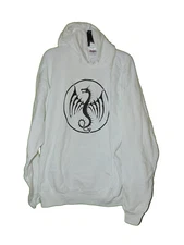 Dragon Themed White Hoodie Sweatshirt Small XL New