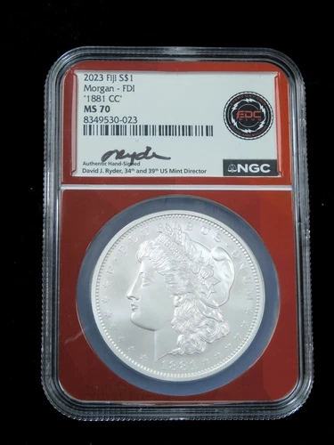 2023 $1 Fiji Morgan Silver Dollar - 1881-CC - NGC MS70