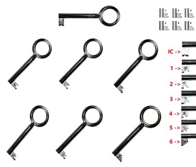 Möbelschlüssel, Schrankschlüssel, mit Dornloch 4,1mm, Schließung 1 bis 6 oder IC