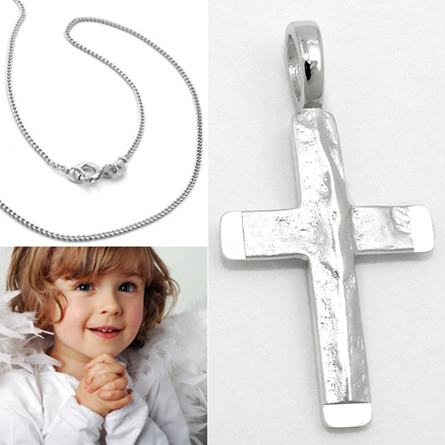 Jungen Baby Taufkette Kinder Kommunion Kreuz Kette Einschulung Echt Silber 925-image