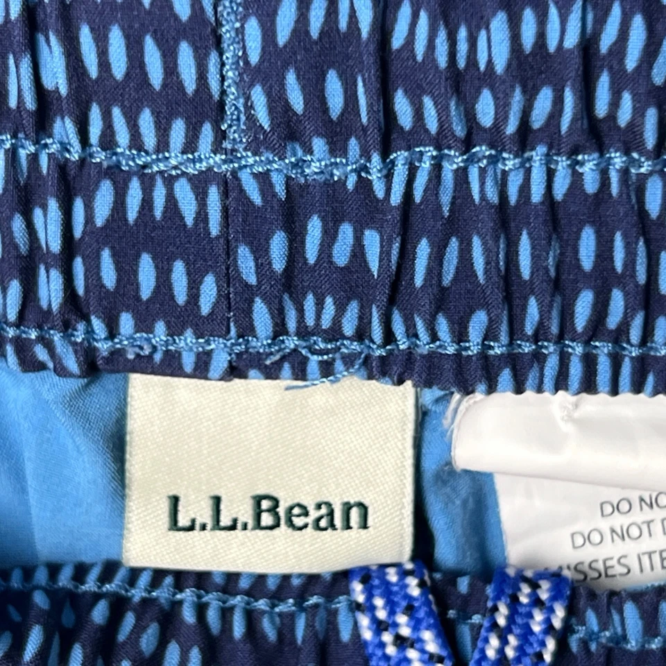 Pantalones Cortos LL Bean Mujer L Estampado Azul Tejido Elástico Cintura Cremallera Bolsillo Foto 4 de 4