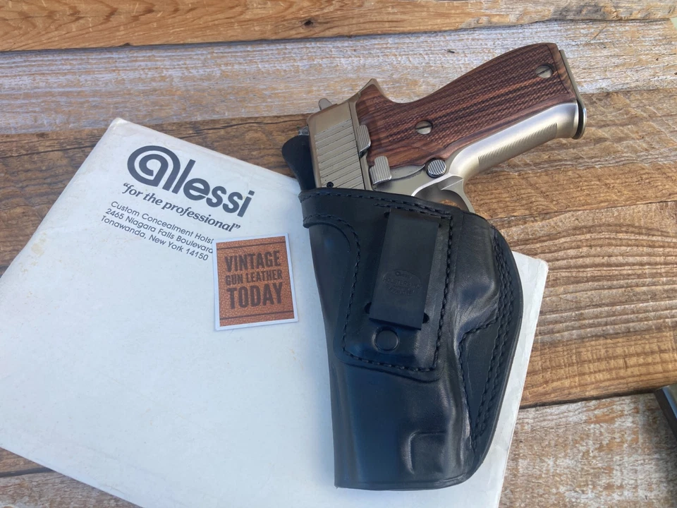 Funda IWB de cuero negro Alessi vintage para Sig Sauer P220 P226 sin o sin riel Foto 2 de 4