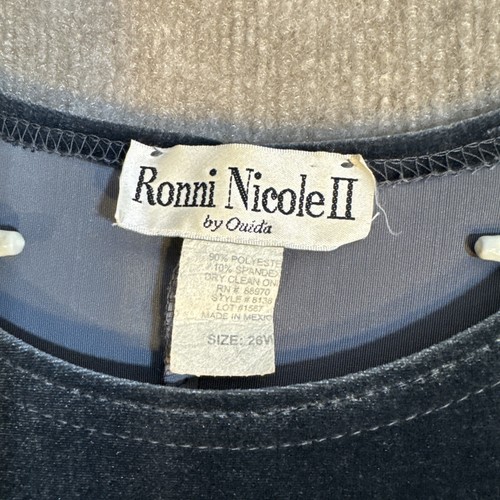 Ronni Nicole II Vintage 90s Gray Velour Button Up Dress 24W Y2K Grunge Goth - Picture 2 of 4