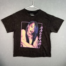 Aaliyah R B Singer Rap Tee Adult Large Black Cotton Mens