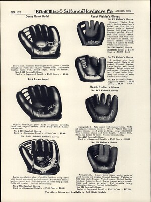 1950s PAPER AD Nokona Baseball Glove Del Young Turk Lown Danny