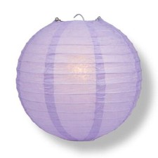 8" Lavender Round Paper Lantern, Even Ribbing, Hanging Decoration