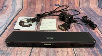 Docking Station Dual Video Monitor Display HDMI DVI RJ45 Type C 3 USB 3.0