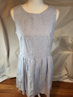 Sara Campbell Fit Flare Dress Pleated Sleeveless Heather Blue