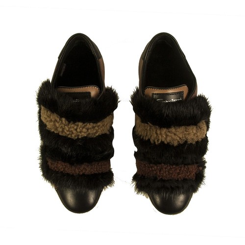 Zapatillas deportivas Santoni negras de piel marrón de cuero bajas talla 37 - Imagen 2 de 9