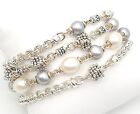 Silver Pearl Multi Strand Bracelet Michael Dawkins Designer 8" Sterling
