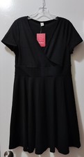 Verdusa Women's Black Faux Wrap Stretch Short Dress Size XL