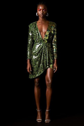 BNWT Topshop X Halpern Green Sequin Plunging Blazer Dress Cocktail Party Size 10 - Picture 6 of 14