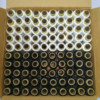 Black & White Polyester Thread Spool Spun Sewing Supplies (150 Meters Each Tube)