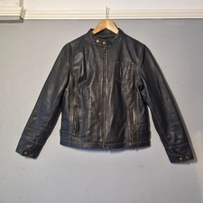 Dark Brown Joe Browns Leather Jacket Biker Coat Size 14. Vintage And *rare*.