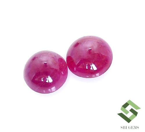 6 mm Natural Ruby Round Cabochon Pair 2.19 CTS Calibrated Loose Gemstones - Picture 8 of 8