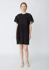 ISABEL MARANT Etoile Black Embroidered Crochet Semi-Sheer LBD Shift Dress 40  8