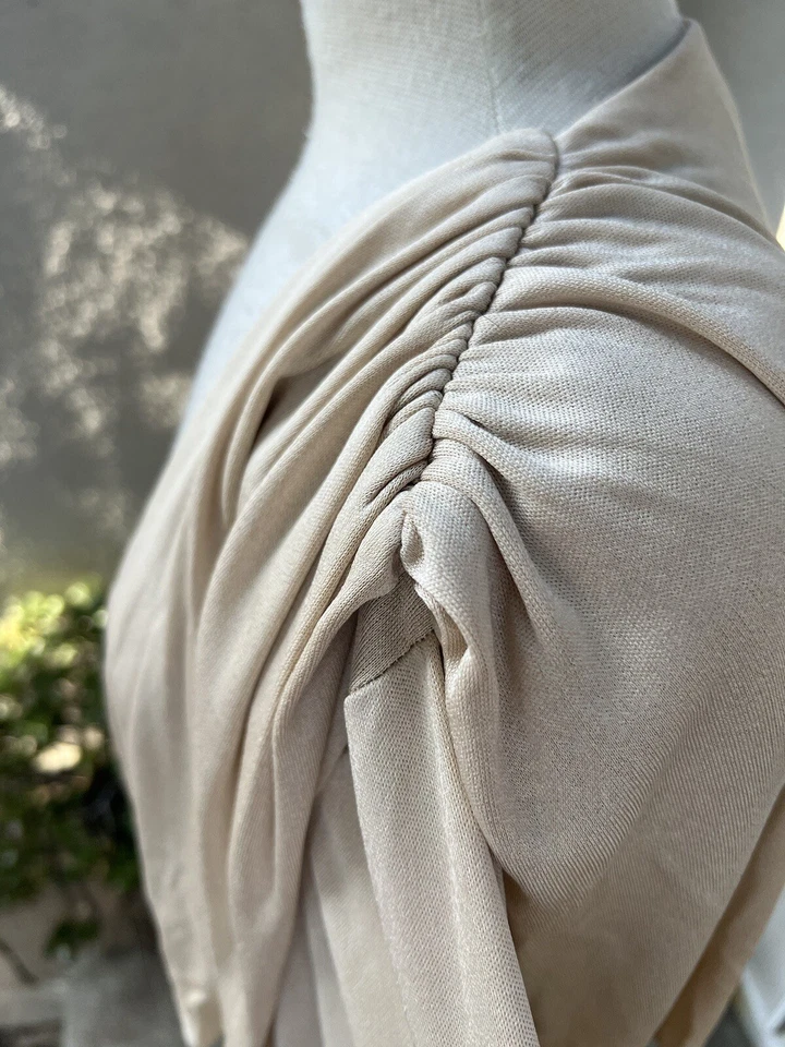 Chaqueta Bolero De Colección Años 70 Disco Encogida de Encogimiento Champagne Crema Jersey Talla 8 Frank Composto Foto 4 de 4