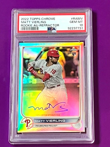 MATT VIERLING 2022 TOPPS CHROME REFACTOR ROOKIE PSA 10 GEM MINT AUTO #RA-MV /499