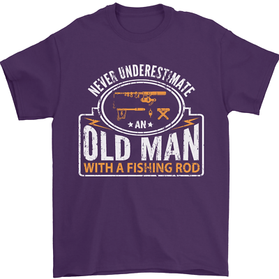 T-shirt Homme Gildan 5000 - Coton Lourd - Dessin "An Old Man With A Fishing Rod"