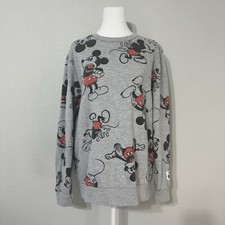Disney 100 Retro Adult Large Mickey Mouse Sweatshirt Gray All Over Print Disneys