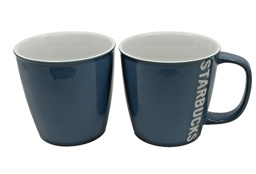 Starbucks 2010 Blue Laser Etched In White VERTICAL Logo Lettering 14oz NWT - Picture 6 of 8