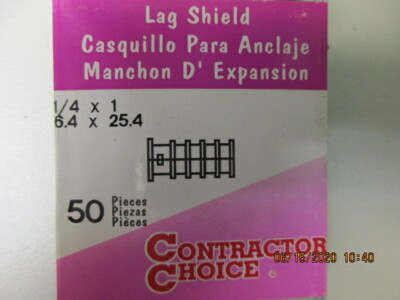 Lead Anchors Lag Shield 1/4'' x 1'' Long Box of 50 New Old Stock Contractor Choice
