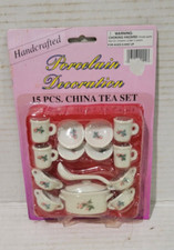 Vtg Toy Porcelain China Tea Set Soup 15 pcs Handcrafted Miniature