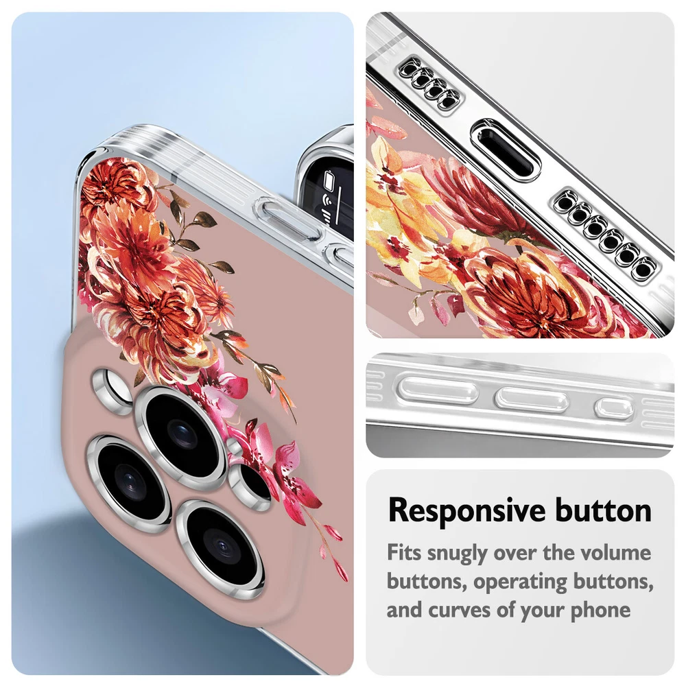 Floral TPU Phone Case for iPhone 15 16 Plus 14 13 12 11 XS Pro Max