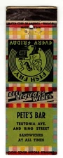 PETE'S BAR matchbook matchcover - TEUTONIA AVE RING ST - MILWAUKEE, WISCONSIN