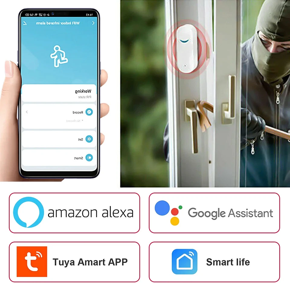 Smart Wi-Fi Home Window Door Security Alarm Sensor System Alexa Google Tuya App - Image 4 of 4