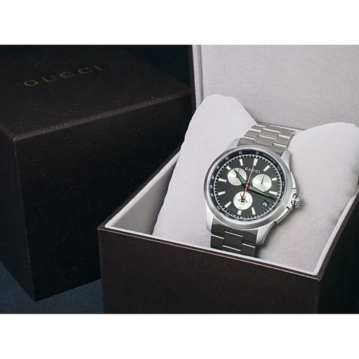Gucci G Timeless Chronograph Black Dial Stainless Steel Watch