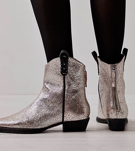 Free People We The Free Wesley stivaletto western argento pelle 38,5/8,5 NUOVO - Foto 5 di 11