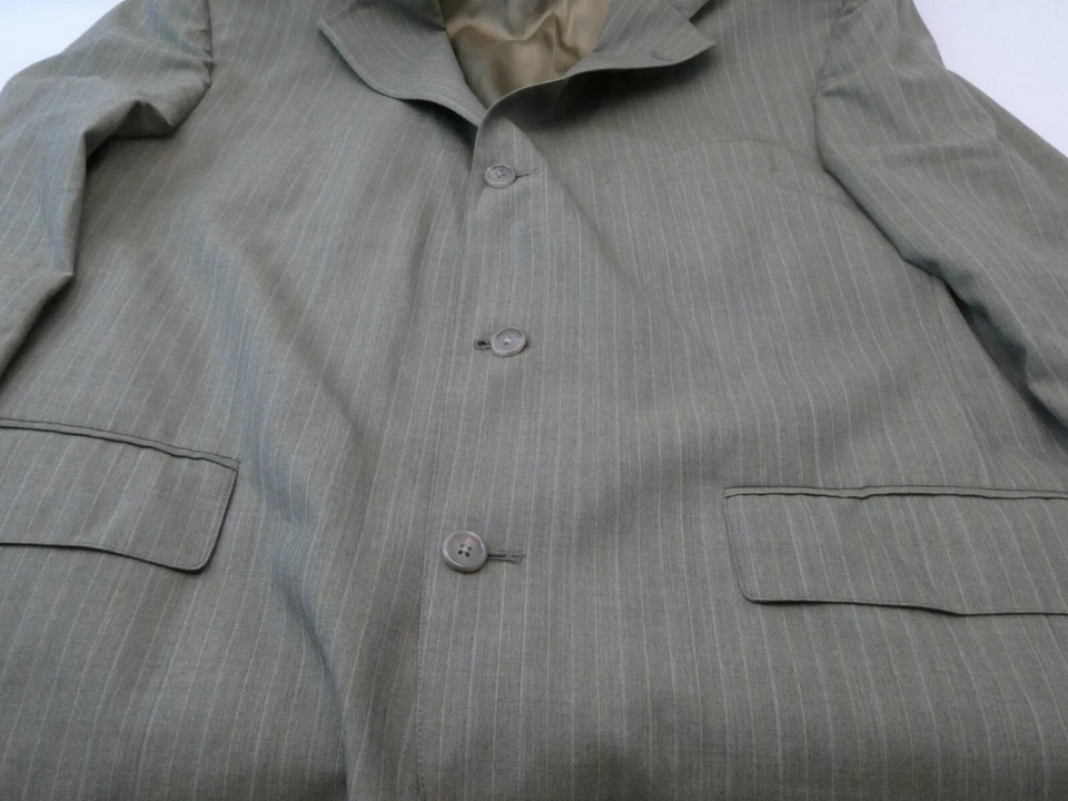 Terno masculino sob medida personalizado listrado cinza J. Calças jaqueta Press Cambridge - Imagem 3 de 4