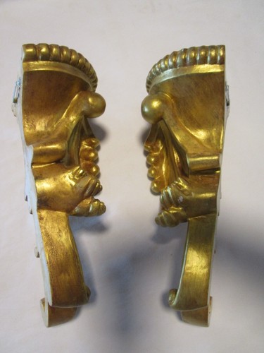 Vintage Wall Sconce Gold Gilt Corbel Display Beaded Shelf Ornate Pair 12.25" T - Picture 5 of 12