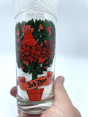 VTG Indiana Glass 12 DAYS OF CHRISTMAS GLASS 3rd Day Three French Hens 12oz