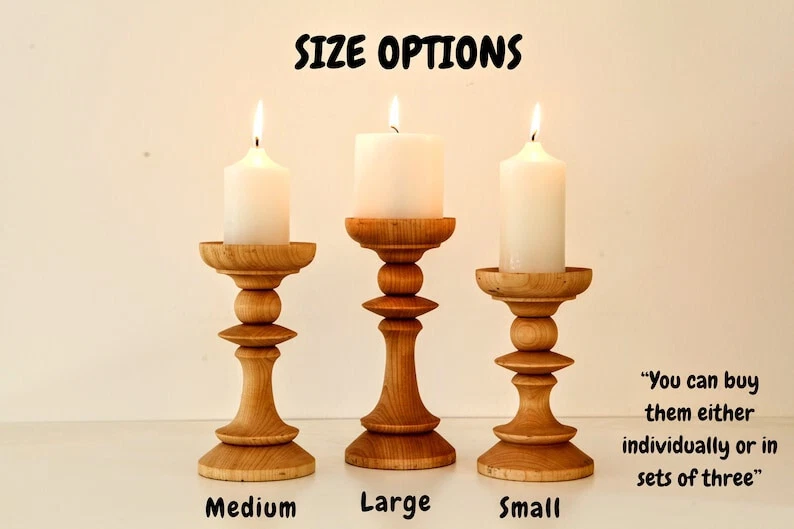 Candelabro - Adorno de compromiso - Juego de 3 candelabros de pilar rústicos Foto 4 de 4