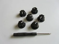 6x Guitar 1/4" Mini MXR Style AMP Knobs Effect Pedal Knob w/ Set Screw Black