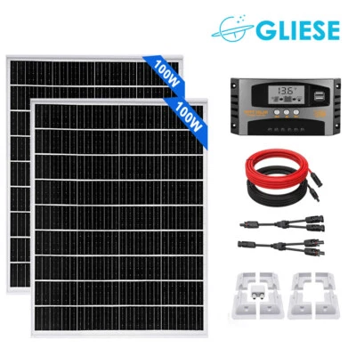 GLIESE 200W 12V Solarpanel Solaranlage Kit Mit Controller PV Halterung für Wohnmobil