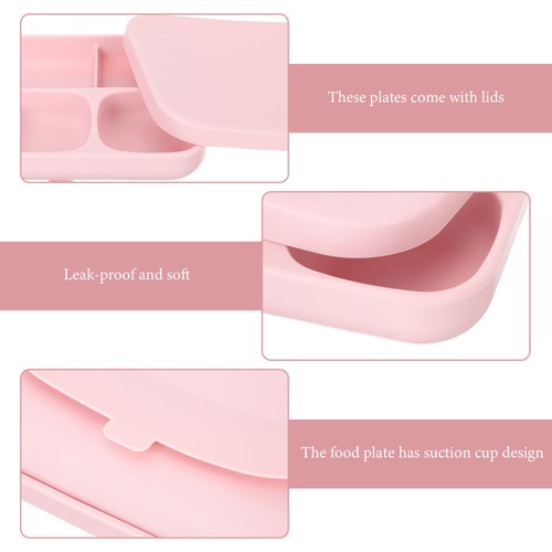 Baby Silicone Plate Toddler Snack Serving Tray with Lid Food Plates for Babies - Picture 2 of 12