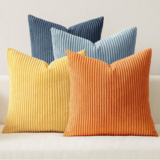 Soft Corduroy Decorative Throw Pillow Covers Blue-Orange 18X18