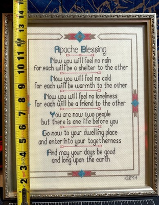 #ad Vintage Apache Blessing Framed Needle Point 1994 $18.00