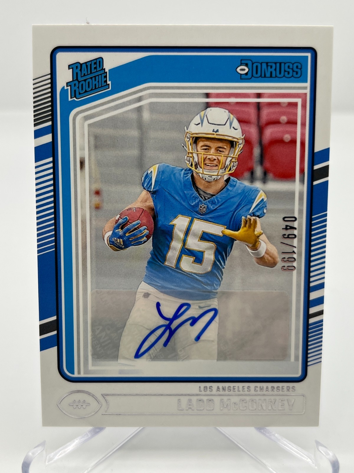 2024 PANINI DONRUSS LADD MCCONKEY RC 049/199 RATED ROOKIE AUTOGRAPH 328 CHARGERS