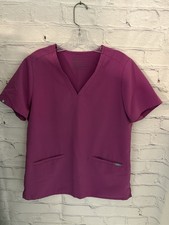 Figs Technical Collection Solid Pink Scrub Top V-Neck EUC Women's M